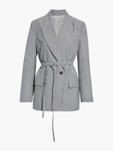 Brunello Cucinelli Belted slub wool and silk-blend blazer