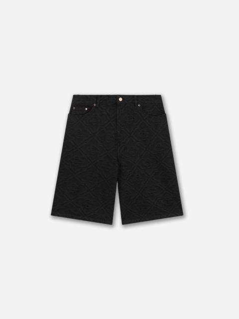 CASABLANCA MONOGRAM DENIM BERMUDA SHORTS