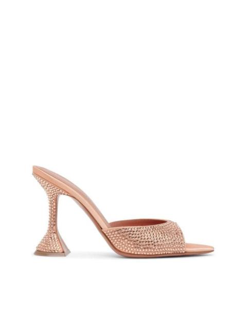 Amina Muaddi Peach Lupita sandals with crystals | genteroma | REVERSIBLE