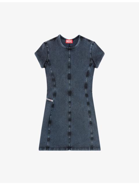 Diesel D-Cupsleeves Denim-Effect Stretch-Cotton Jersey Mini Dress