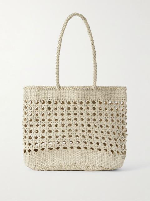 DRAGON DIFFUSION Eclipse woven leather tote Cream