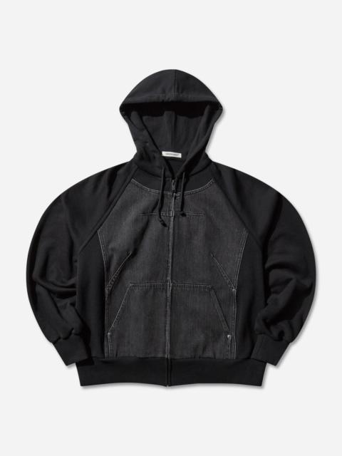 UNDERCOVER Women's Denim and Cotton Zip Hoodie Black