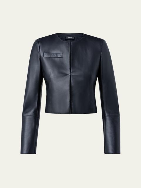 AKRIS Hasso Cropped Napa Leather Jacket, Black