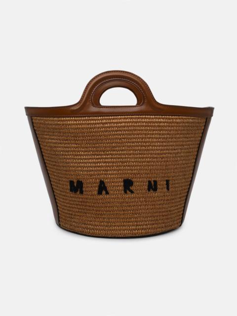 Marni BROWN LEATHER BLEND TROPICAL BAG