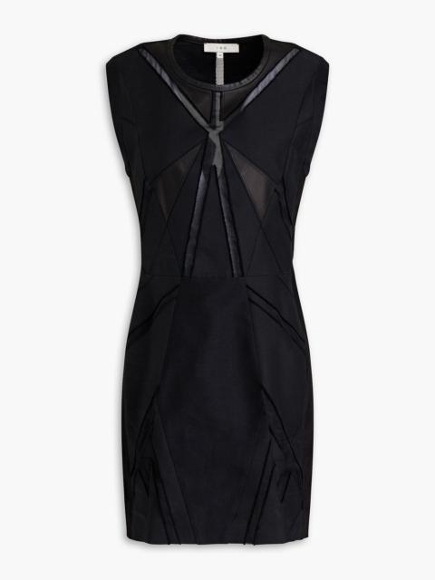 Other Designers Ambre leather-trimmed cotton and silk-blend and organza mini dress