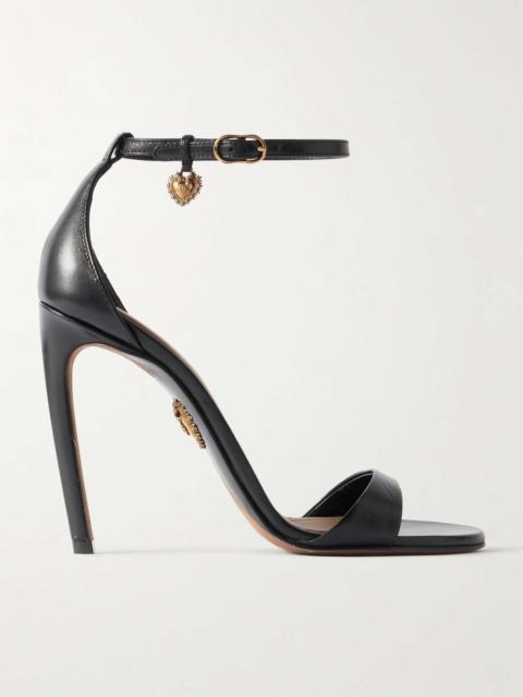 Embellished leather sandals Black