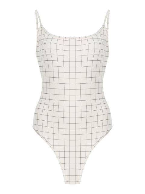 TOTEME Windowpane Swimsuit white