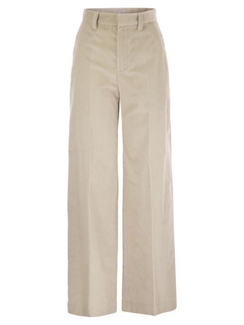 Brunello Cucinelli Brunello Cucinelli Women Fluid Corduroy Sartorial Track Trousers With Jewellery