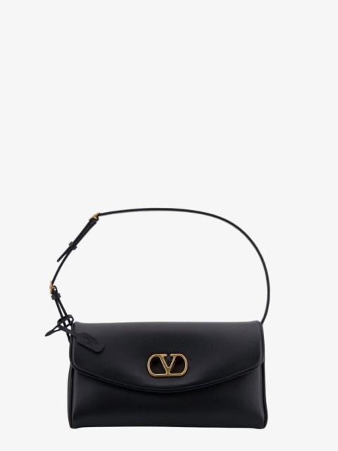 Valentino Valentino Garavani Devain Leather Shoulder Bag Black