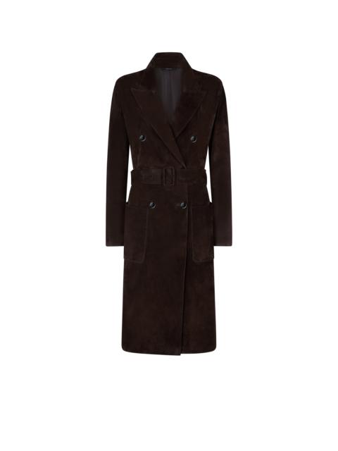 TOM FORD DOUBLE BREASTED BELTED SUEDE COAT