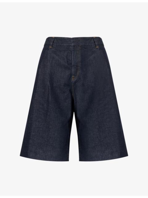 FRAME The Tailored Wide-Leg Denim Shorts