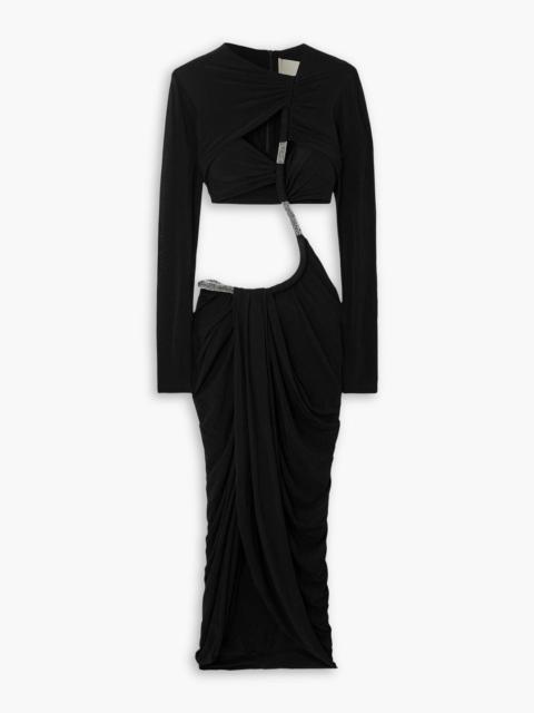 Isabel Marant Bessie cutout crystal-embellished ruched jersey midi dress