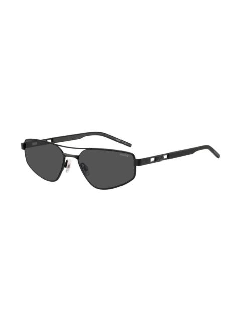 HUGO BLACK-METAL SUNGLASSES WITH CUT-OUT LOGO