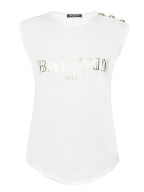Balmain Printed Logo Sleeveless T-shirt