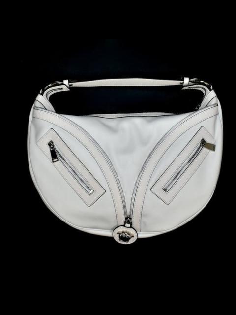 VERSACE Versace White Leather Medusa Logo Hobo Bag