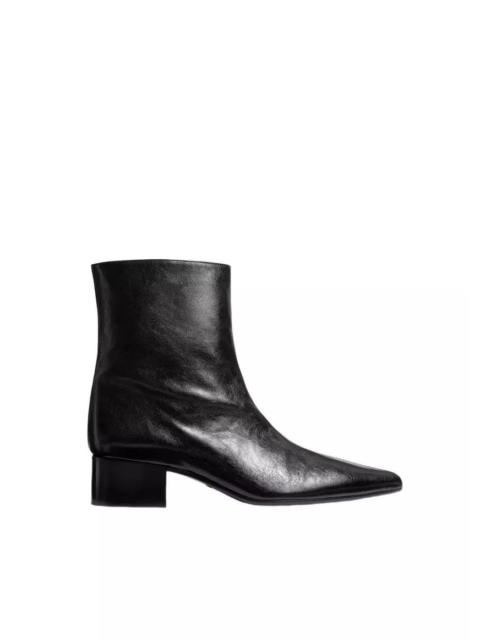 KHAITE KHAITE Andee Black Glazed Leather 40mm Ankle Boots