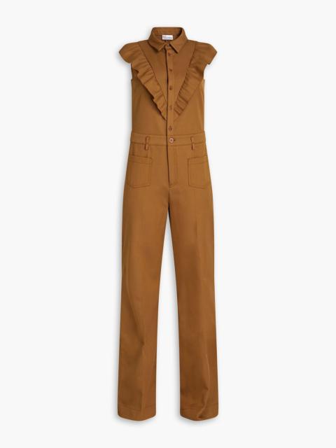 REDValentino Ruffled cotton and wool-blend twill flared jumpsuit