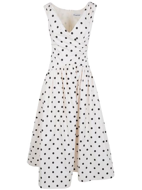 self-portrait Polka Dot Cotton Midi Dress