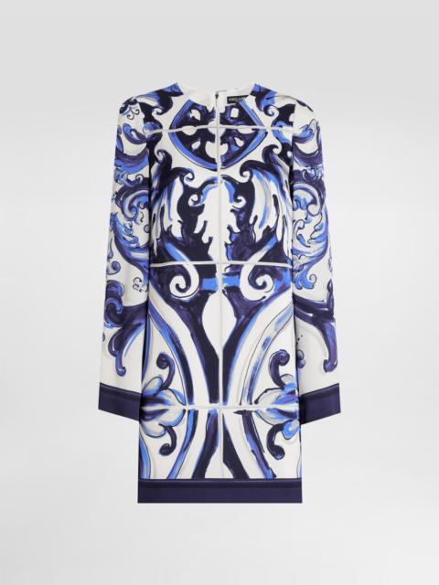 Majolica-print charmeuse dress