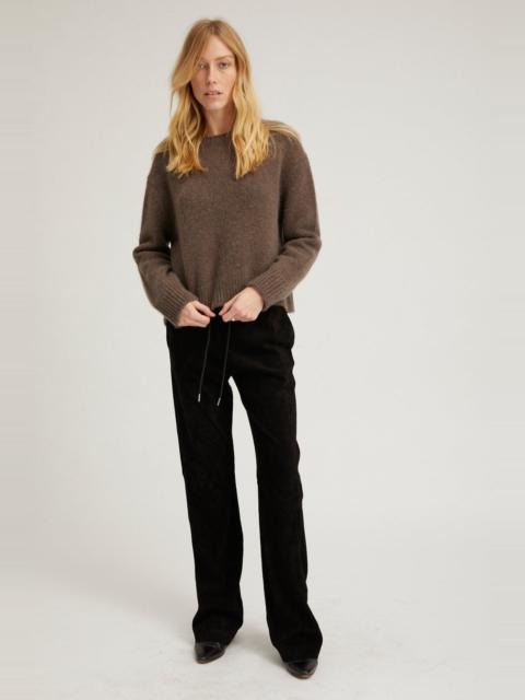 SPRWMN BLACK SUEDE STRAIGHT LEG PANTS