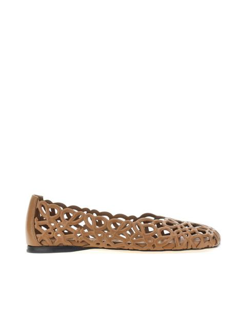 Loewe Loewe Petal Anagram Leather Ballet Flats Brown