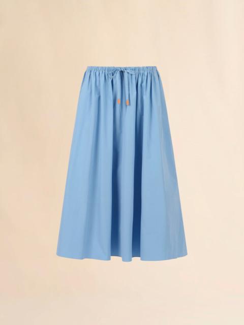 Marni BLUE ORGANIC POPLIN DRAWSTRING SKIRT