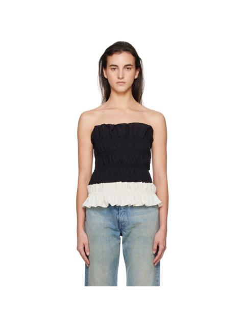 Kijun Black & Off-White Shirring Mono Tube Top
