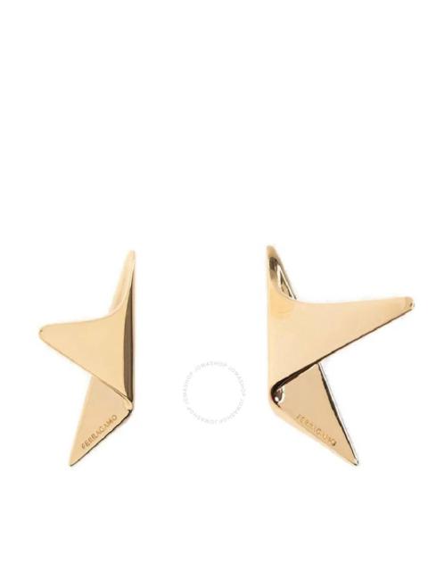 FERRAGAMO Ferragamo Ladies Gold Star Logo Engraved Earrings