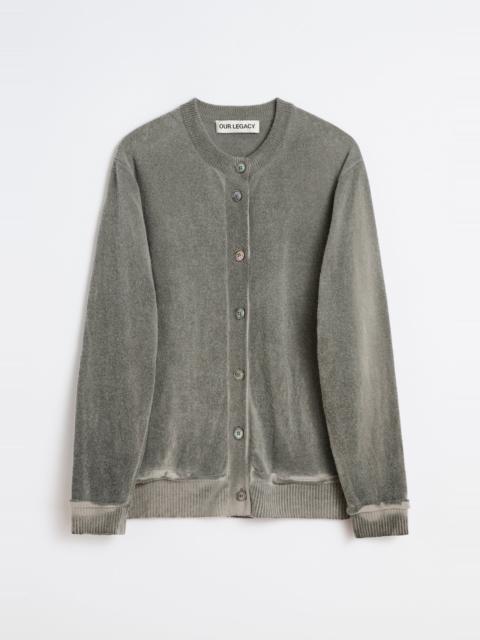 Our Legacy Dual Cardigan Grey Spray Dye Cherub Wool