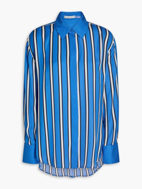 Alice + Olivia Dimitra striped crepe de chine shirt