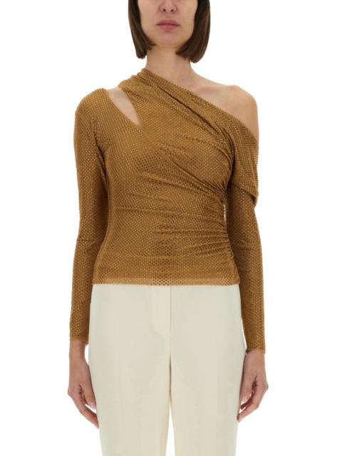 DRAPED TOP WITH RHINESTONES