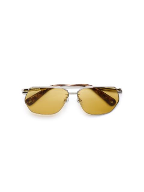 JACQUEMUS Aviador Metal Sunglasses silver