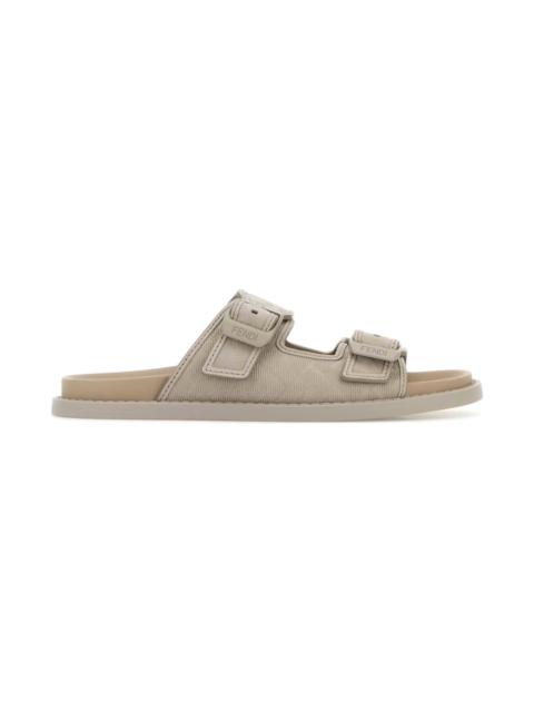 FENDI Cappuccino Leather Fendi Feel Slippers