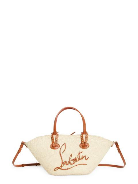 Christian Louboutin Christian Louboutin Mini Cabata Raffia Basket Tote in Natural/Cuoio at Nordstrom