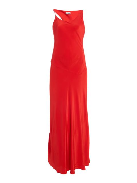 STAUD Toluca Silk Maxi Dress red