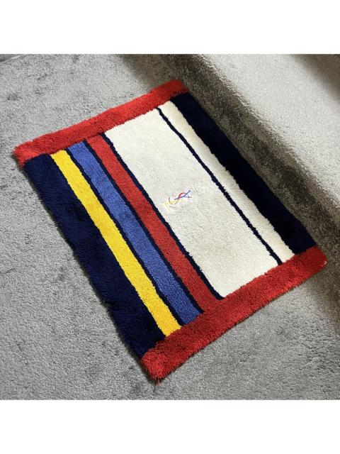 SAINT LAURENT Vintage YSL Logo Striped Door Mat Rug Multicolor Japan
