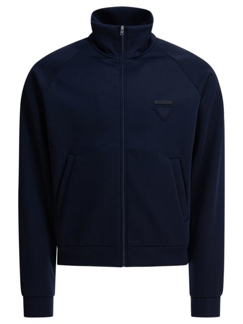 Prada Zipper Sweatshirt In Technical Fabric