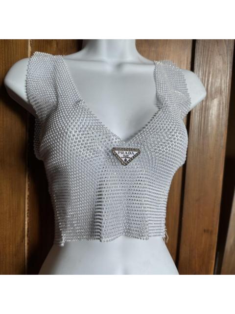 Other Designers Women's Silver and White Crop-top
