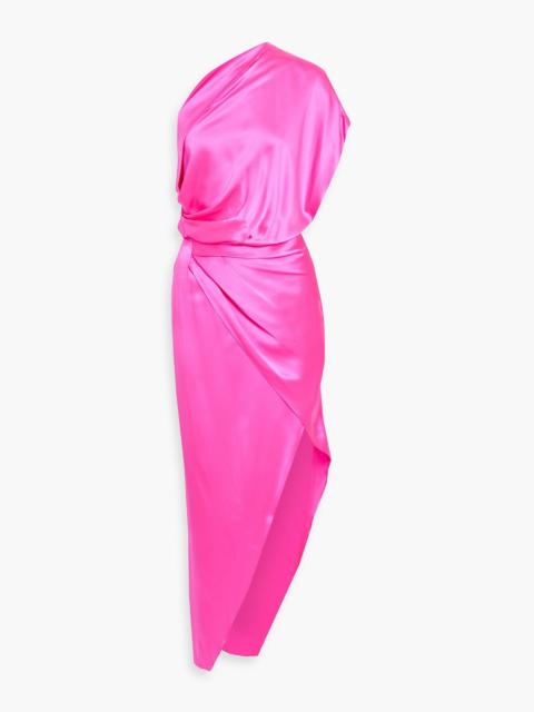 Other Designers One-shoulder asymmetric silk-satin maxi dress