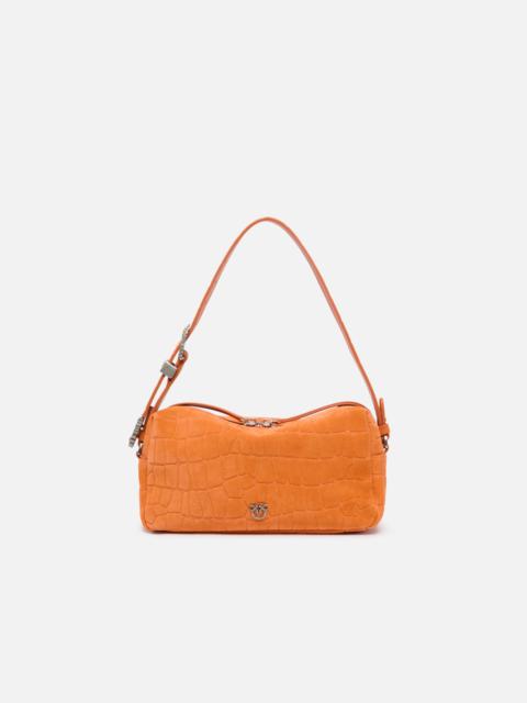 PINKO MEDIUM CROSSBODY BOWLER BAG IN CROCODILE-PRINT LEATHER