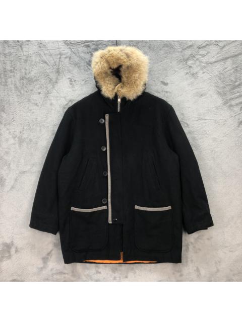 Other Designers Japanese Brand - KNOT BY MIW FUR HOODIE WOOL LONG COAT / OVERCOAT #5570-198