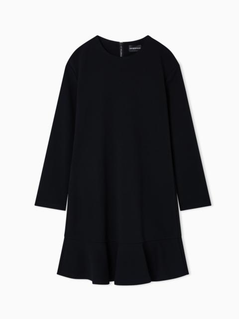 EMPORIO ARMANI SCUBA CRÊPE SCUBA DRESS WITH A FLOUNCE