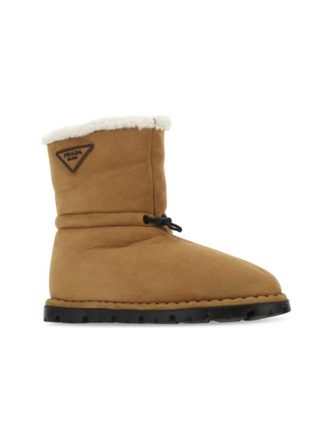 Camel Shearling Ankle Boots