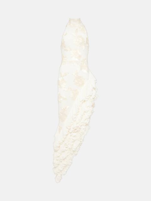 ROTATE Bridal floral-appliqué maxi dress