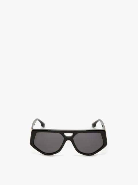 Victoria Beckham Double Bridge B Frame Logo Sunglasses In Black