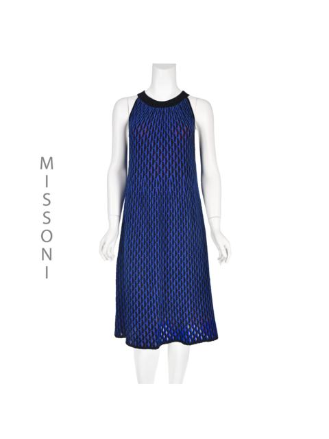 Missoni M MISSONI Vintage Blue, Black & Pink Knit Halter Dress 