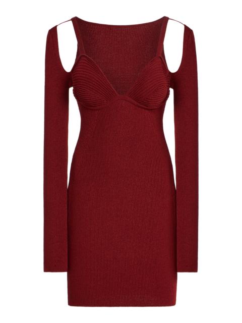 NENSI DOJAKA Ribbed-Knit Mini Dress burgundy