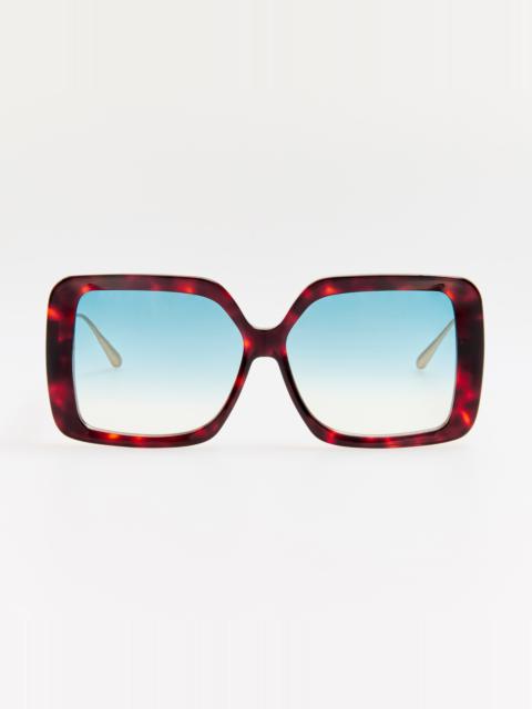 LINDA FARROW Macy Sunglasses in Dark Tortoiseshell