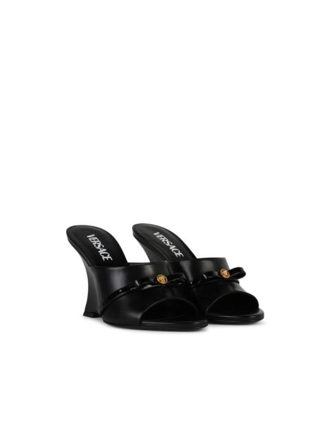 Versace 'Gianni Ribbon' Black Leather Sandals Woman