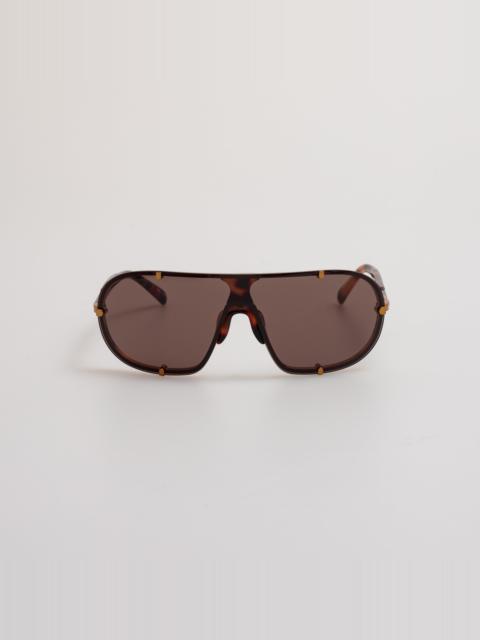 LINDA FARROW Aviator Sunglasses in Old Gold